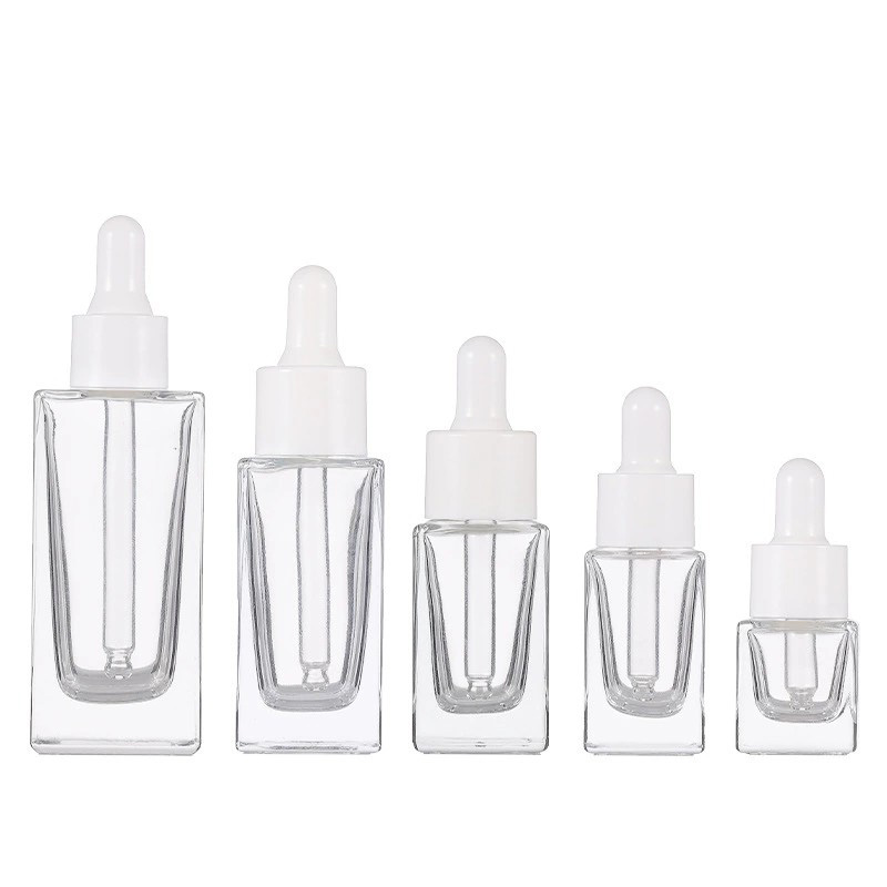 Clear Square Glass Dropper Bottles Wholesale 5ML 10ML 15ML 30ML 50ML