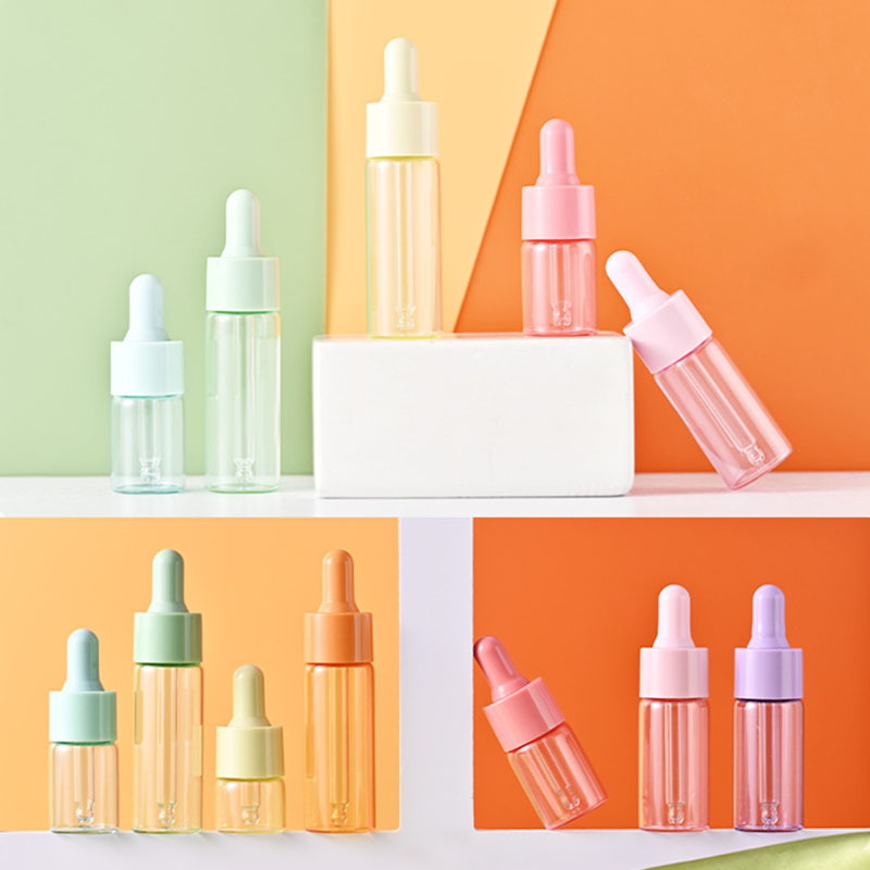 Small Glass Bottles Essential Oil Dropper Vials 5ML 10ML 15ML 20ML Red Pink Purple Green Blue Yellow Orange