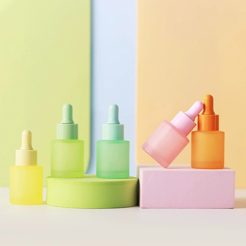 20ML Round Macaron Colors Frosted Glass Essential Oil Dropper Bottles