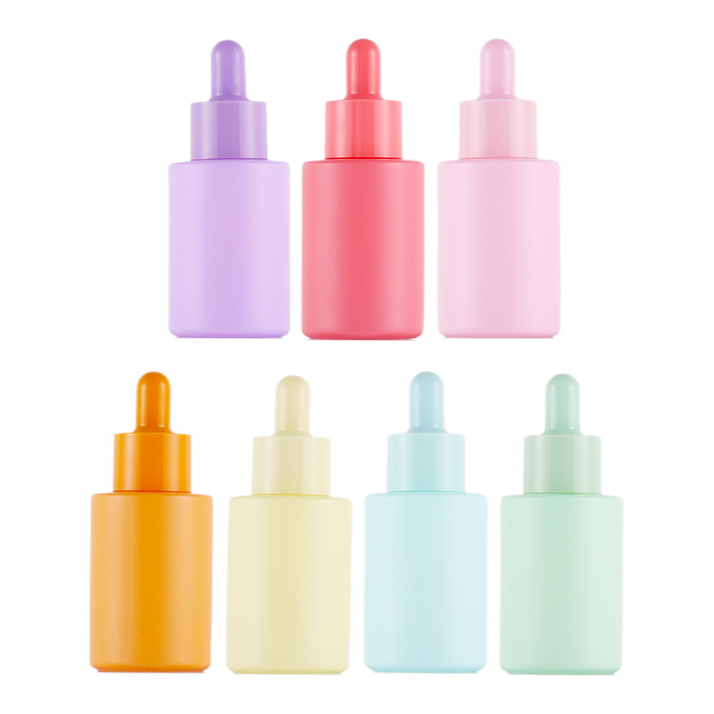 1 OZ 30ML Glass Dropper Bottles Macaron Colored Pink Red Purple Orange Yellow Green Blue