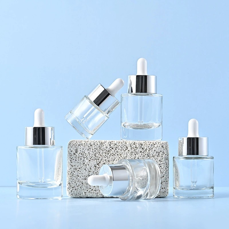 Clear Glass Dropper Bottles with Large Flat Lid 15ML 20ML 30ML 40ML 50ML