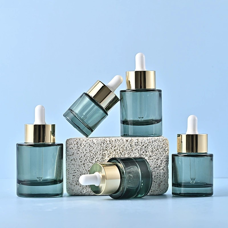 Dark Green Glass Dropper Bottles with Large Flat Lid 15ML 20ML 30ML 40ML 50ML