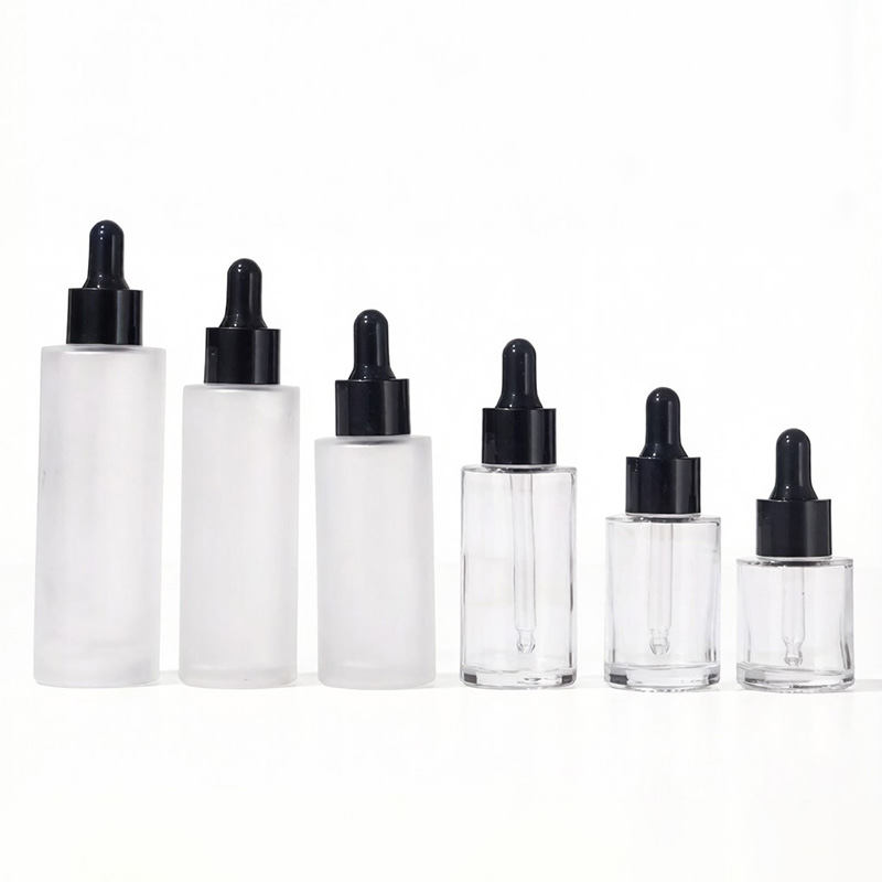 Clear and Frosted Glass Dropper Bottles with Flat Shoulder 20ML 30ML 40ML 50ML 60ML 80ML