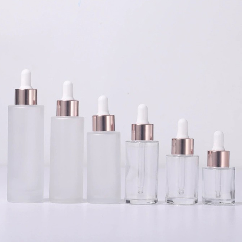 Clear and Frosted Glass Dropper Bottles with Flat Shoulder 20ML 30ML 40ML 50ML 60ML 80ML