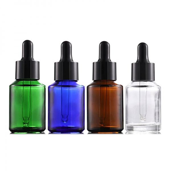 30ML Round Sloping Shoulder Glass Dropper Bottles Green Blue Amber Clear 1 OZ