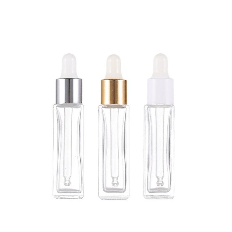 Slim Square Glass Dropper Bottles Clear Frosted 3ML 5ML 8ML 20ML