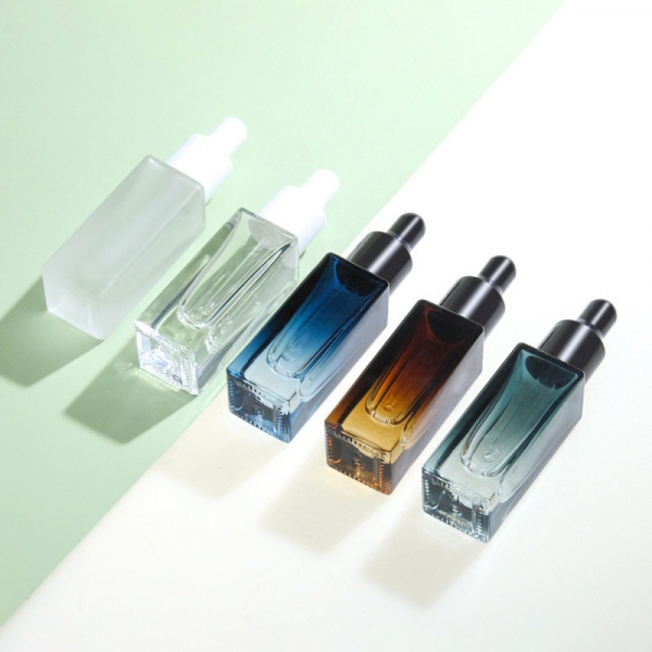 Slim Square Gradient Color Glass Dropper Bottles Turquoise Dark Blue Amber Clear Frosted 3ML 5ML 8ML