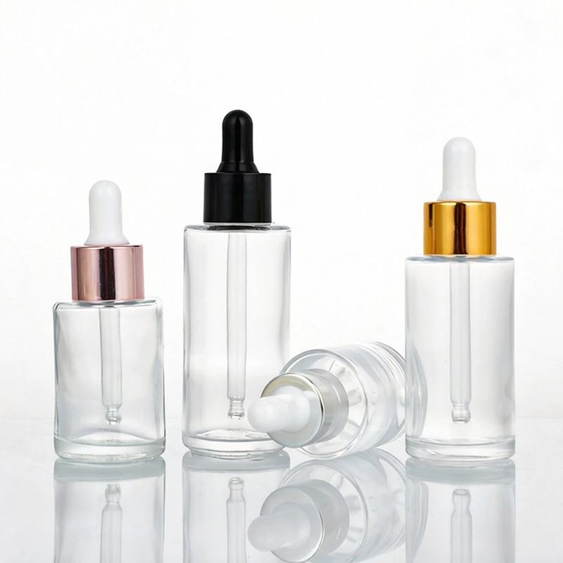 Clear and Frosted Glass Dropper Bottles with Flat Shoulder 20ML 30ML 40ML 50ML 60ML 80ML