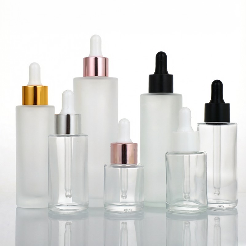 Clear and Frosted Glass Dropper Bottles with Flat Shoulder 20ML 30ML 40ML 50ML 60ML 80ML