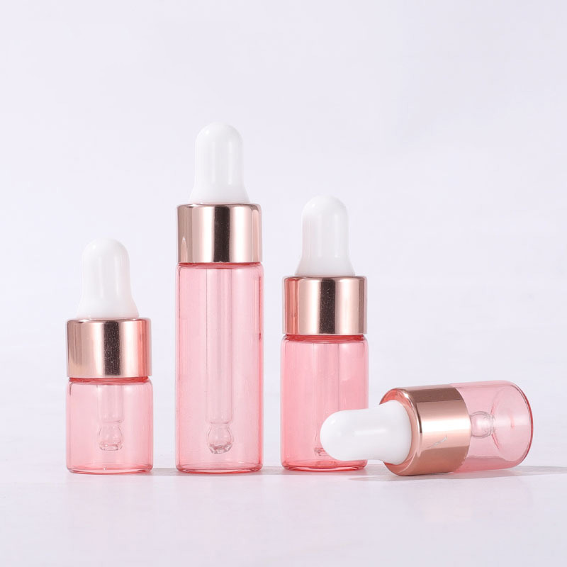 Tiny Vials Rose Gold Pink Glass Dropper Bottles for Samples 1ML 2ML 3ML 5ML