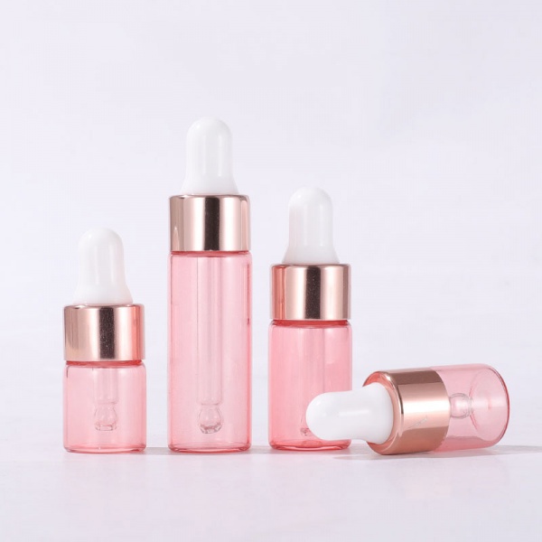 Tiny Vials Rose Gold Pink Glass Dropper Bottles for Samples 1ML 2ML 3ML 5ML