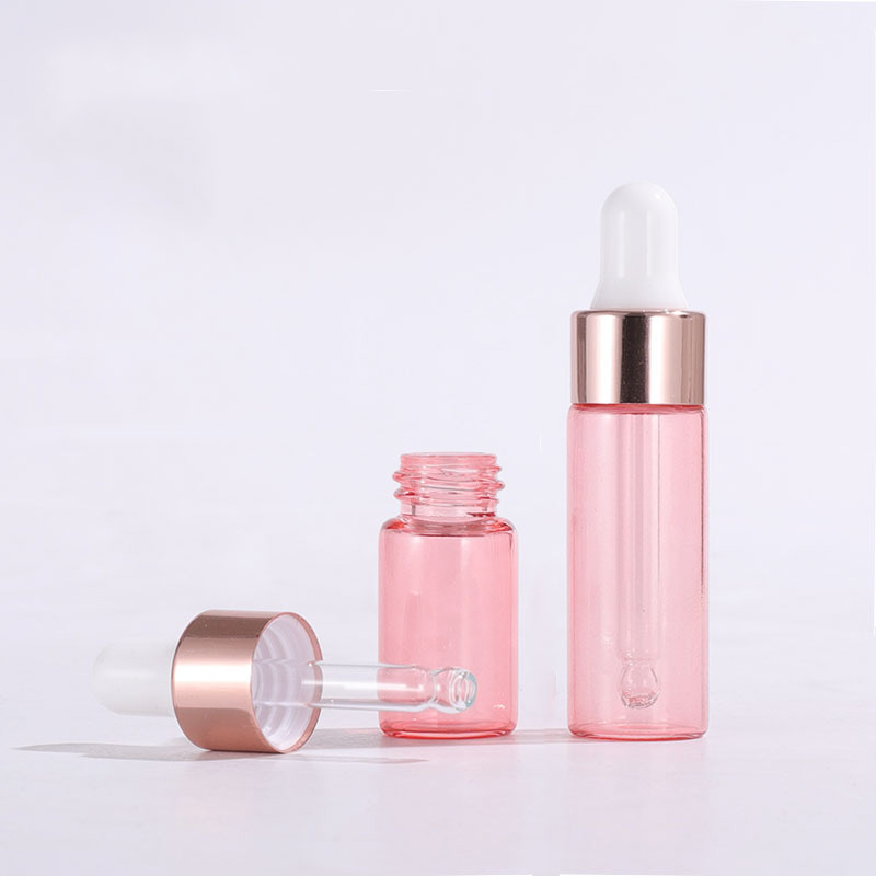 Tiny Vials Rose Gold Pink Glass Dropper Bottles for Samples 1ML 2ML 3ML 5ML