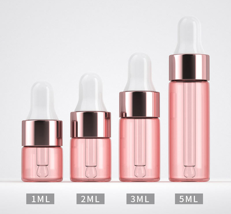 Tiny Vials Rose Gold Pink Glass Dropper Bottles for Samples 1ML 2ML 3ML 5ML