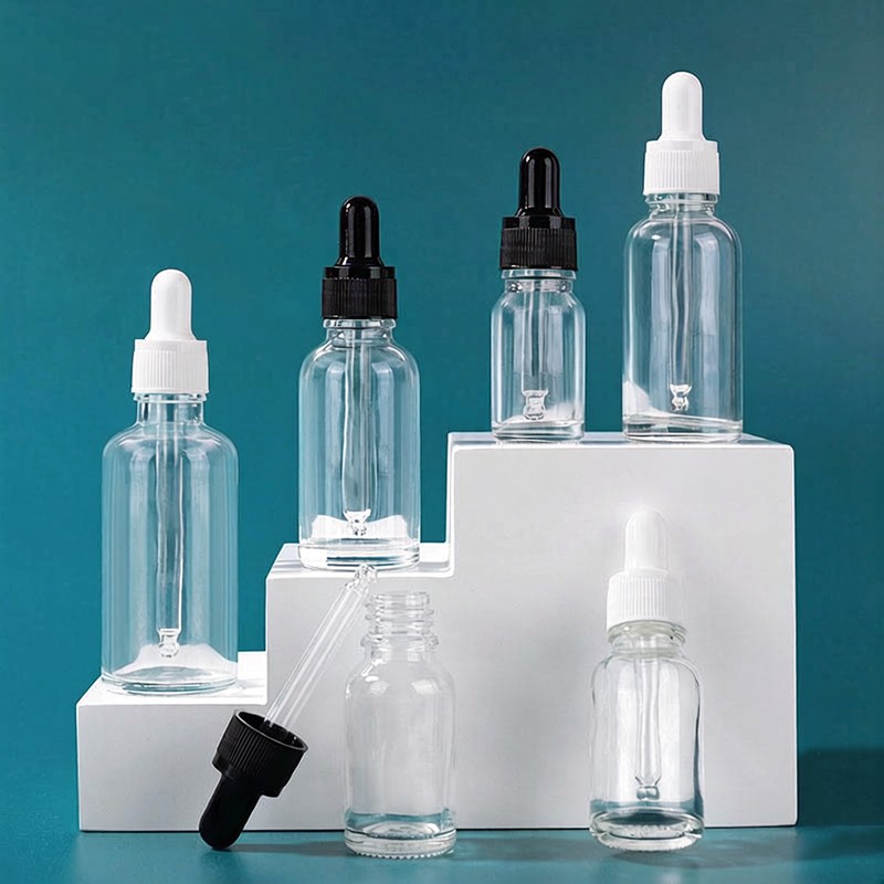 Clear Round Glass Dropper Bottles 5ML 10ML 15ML 20ML 30ML 50ML 100ML