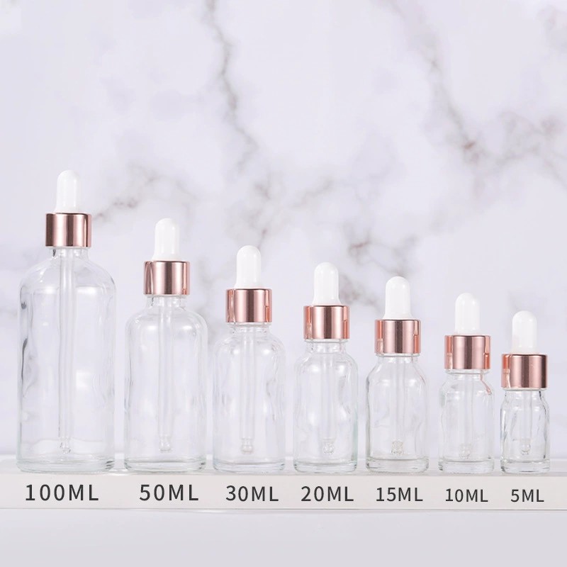 Clear Round Glass Dropper Bottles 5ML 10ML 15ML 20ML 30ML 50ML 100ML