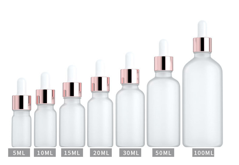 Round Frosted Glass Dropper Bottles 5ML 10ML 15ML 20ML 30ML 50ML 100ML