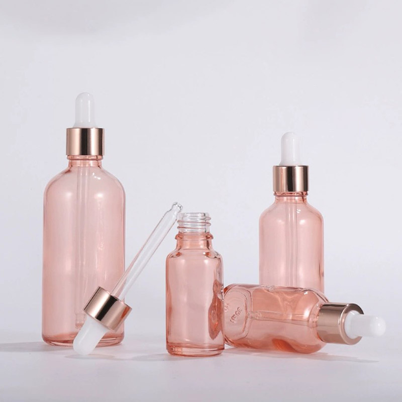 Rose Pink Gold Glass Dropper Bottles 5ML 10ML 15ML 20ML 30ML 50ML 100ML Round