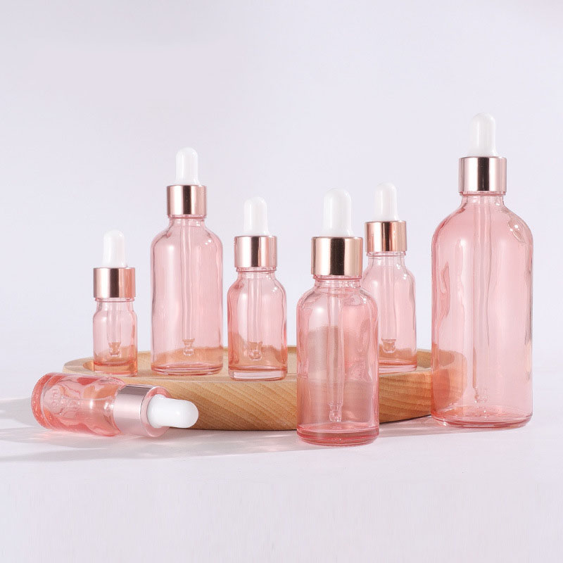 Rose Pink Gold Glass Dropper Bottles 5ML 10ML 15ML 20ML 30ML 50ML 100ML Round
