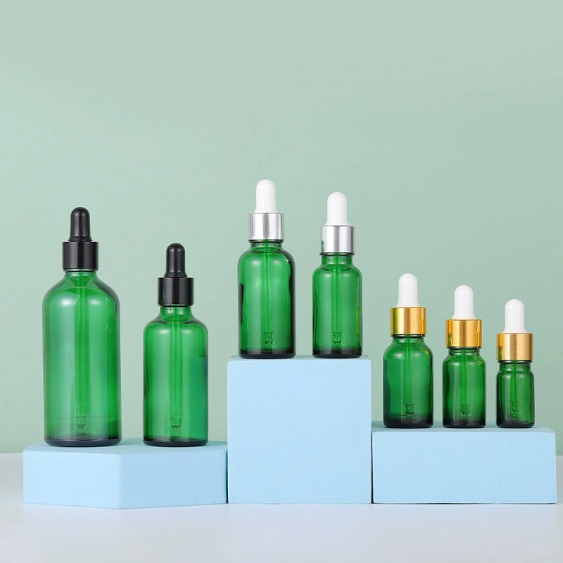 Round Green Glass Dropper Bottles 5ML 10ML 15ML 20ML 30ML 50ML 100ML