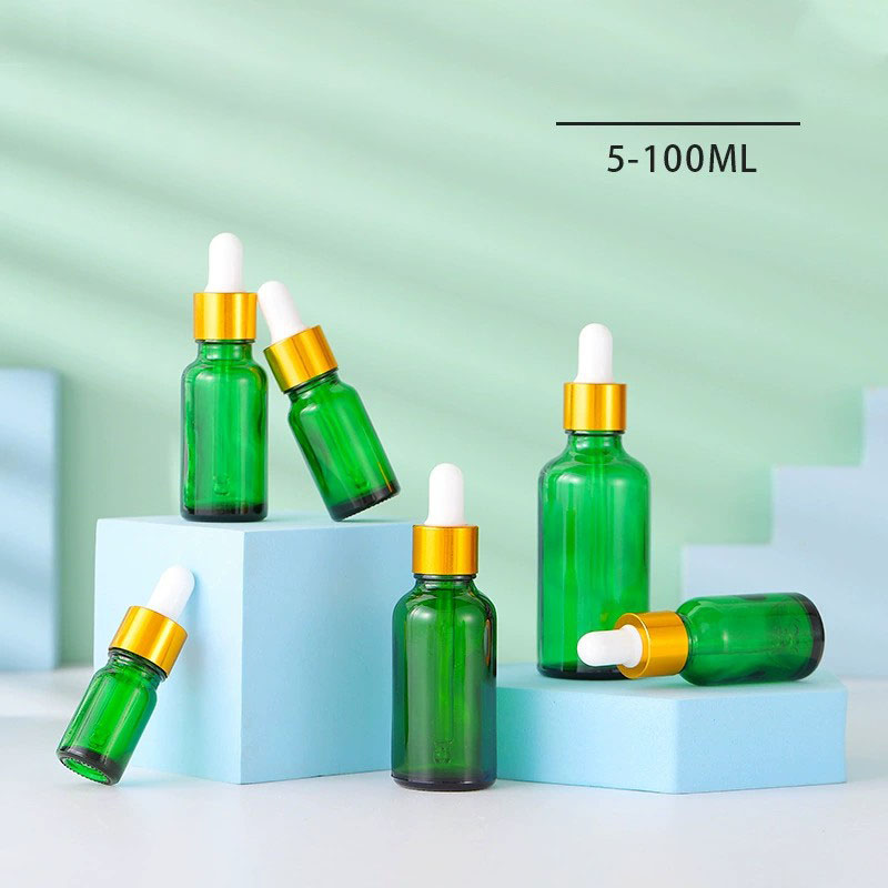 Round Green Glass Dropper Bottles 5ML 10ML 15ML 20ML 30ML 50ML 100ML