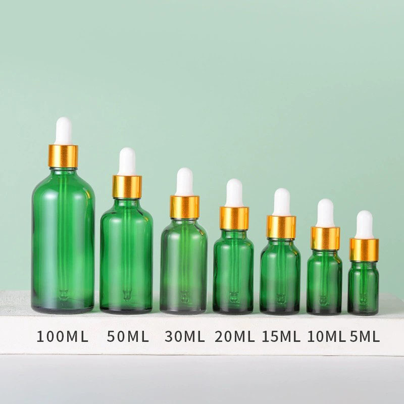 Round Green Glass Dropper Bottles 5ML 10ML 15ML 20ML 30ML 50ML 100ML