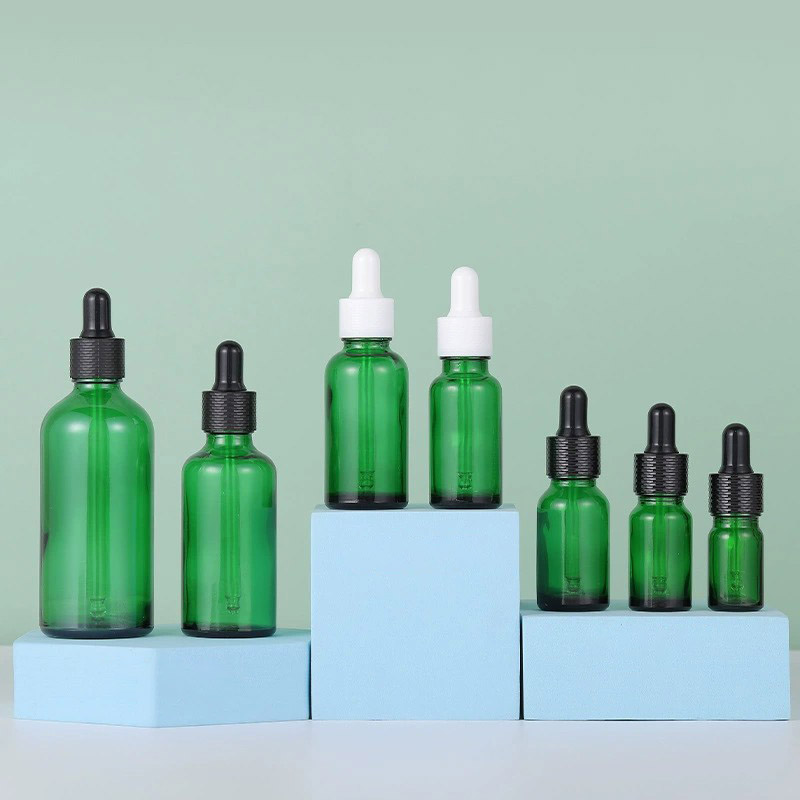 Round Green Glass Dropper Bottles 5ML 10ML 15ML 20ML 30ML 50ML 100ML