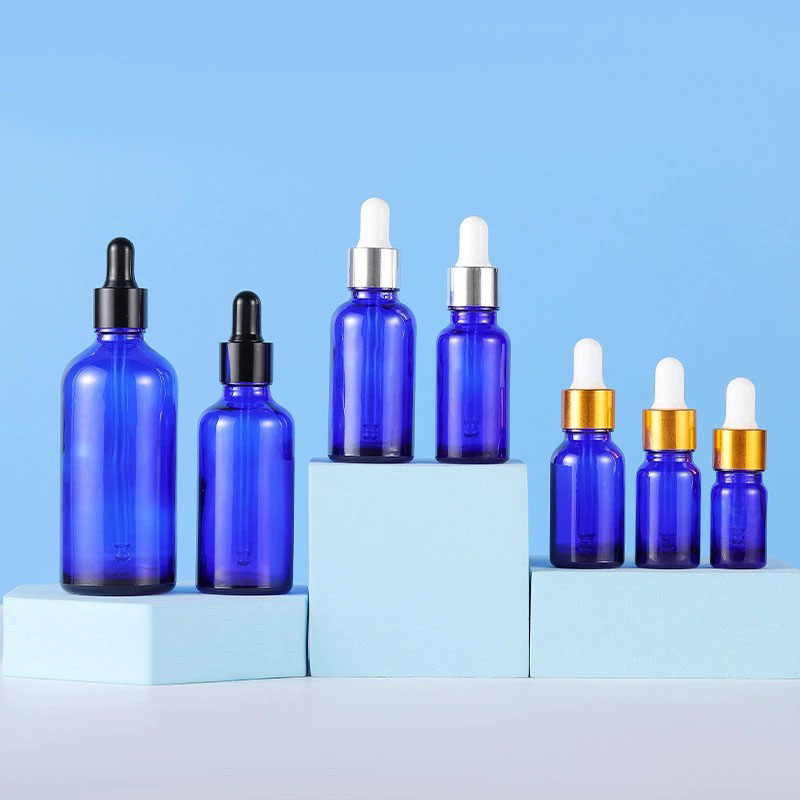 Round Blue Glass Dropper Bottles 5ML 10ML 15ML 20ML 30ML 50ML 100ML