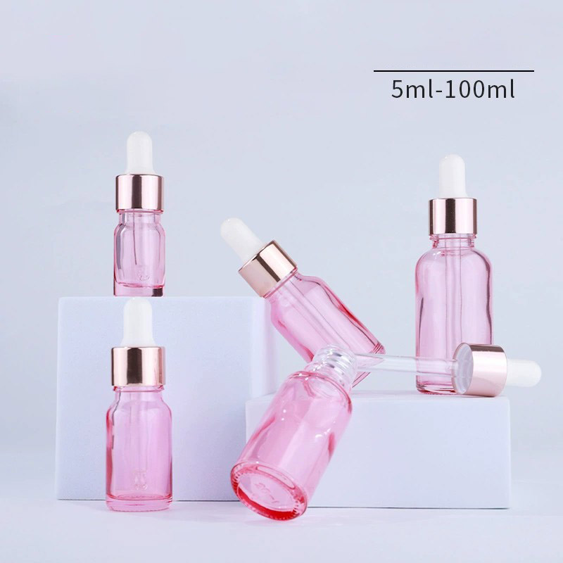 Pink Glass Dropper Bottles 5ML 10ML 15ML 20ML 30ML 50ML 100ML Round 