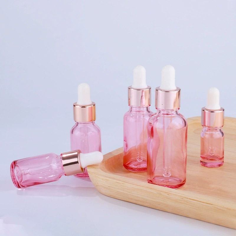 Pink Glass Dropper Bottles 5ML 10ML 15ML 20ML 30ML 50ML 100ML Round 