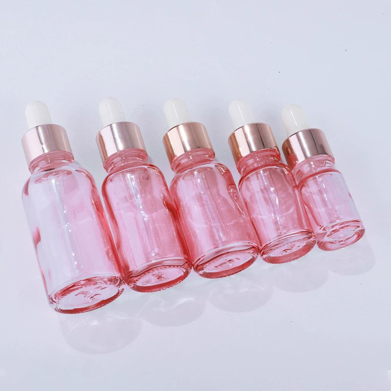 Pink Glass Dropper Bottles 5ML 10ML 15ML 20ML 30ML 50ML 100ML Round 