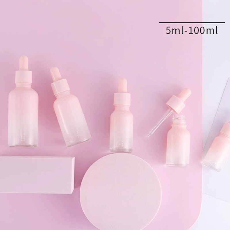Ombre Pink Paint Coloured Glass Dropper Bottles 5ML 10ML 15ML 20ML 30ML 50ML 100ML Round