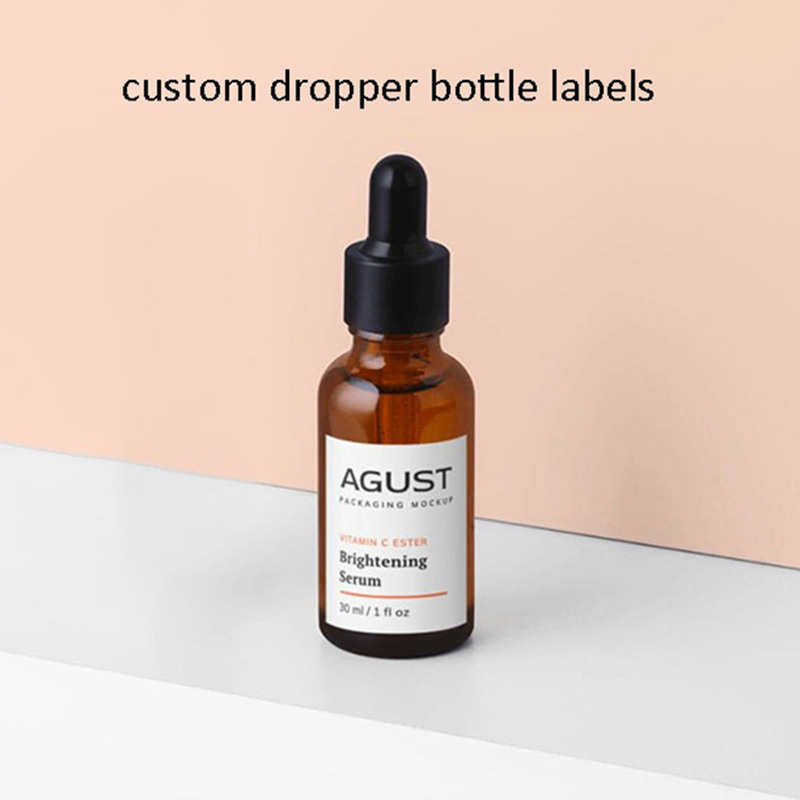 Custom Glass Dropper Bottles with Label Stickers Branded Printing
