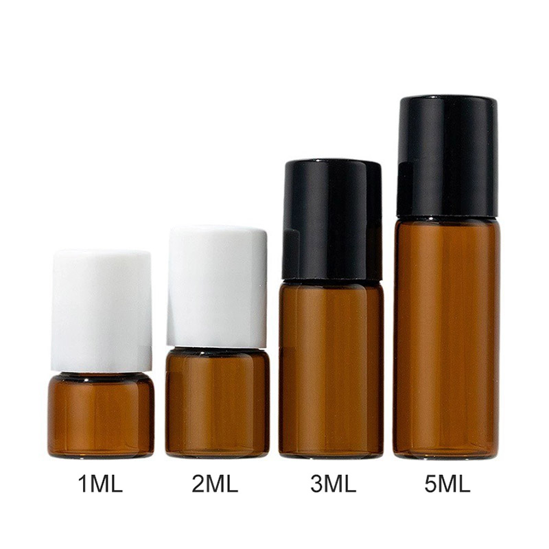 Small Amber Brown Color Glass Roller Vials 1ML 2ML 3ML 5ML 1 2 3 5 ML