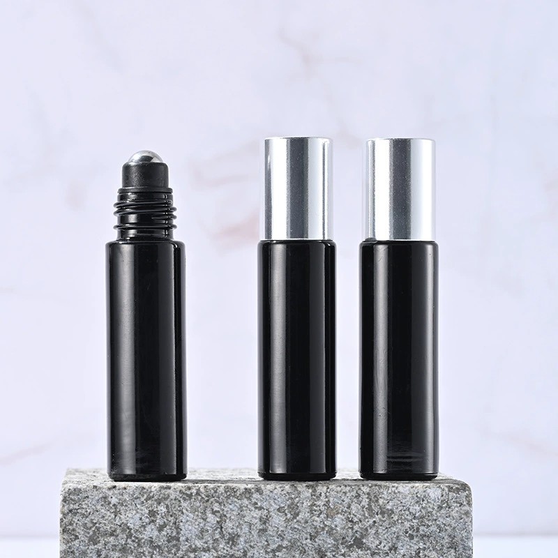 Empty 10ML Matte Black Glass Roller Bottles Wholesale