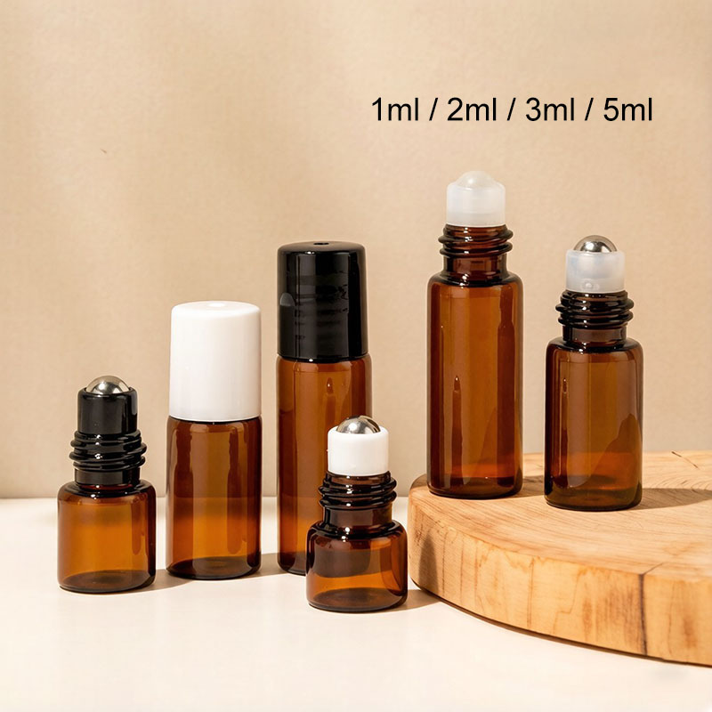 Small Amber Brown Color Glass Roller Vials 1ML 2ML 3ML 5ML 1 2 3 5 ML