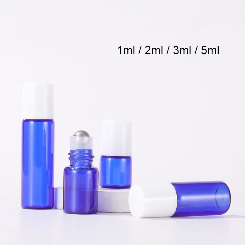 Empty Cobalt Blue Glass Vials Roller Bottles 1ML 2ML 3ML 5ML Little Mini Round Wholesale