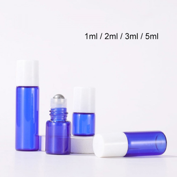 Empty Cobalt Blue Glass Vials Roller Bottles 1ML 2ML 3ML 5ML Little Mini Round Wholesale