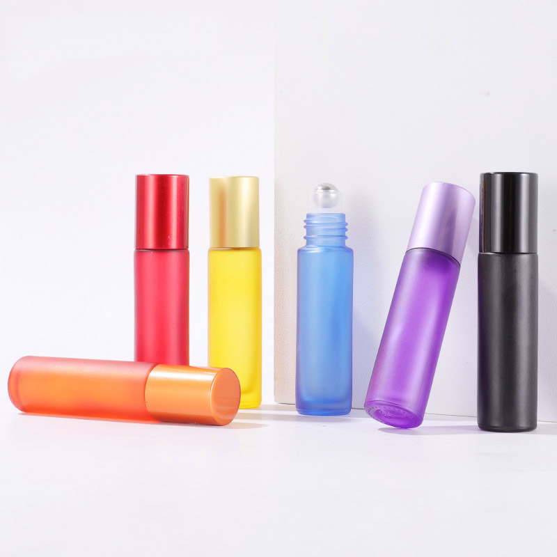 Glass Essential Oil Roller Bottles with Rose Quartz Crystal Gemstone Balls 10ML 5ML
