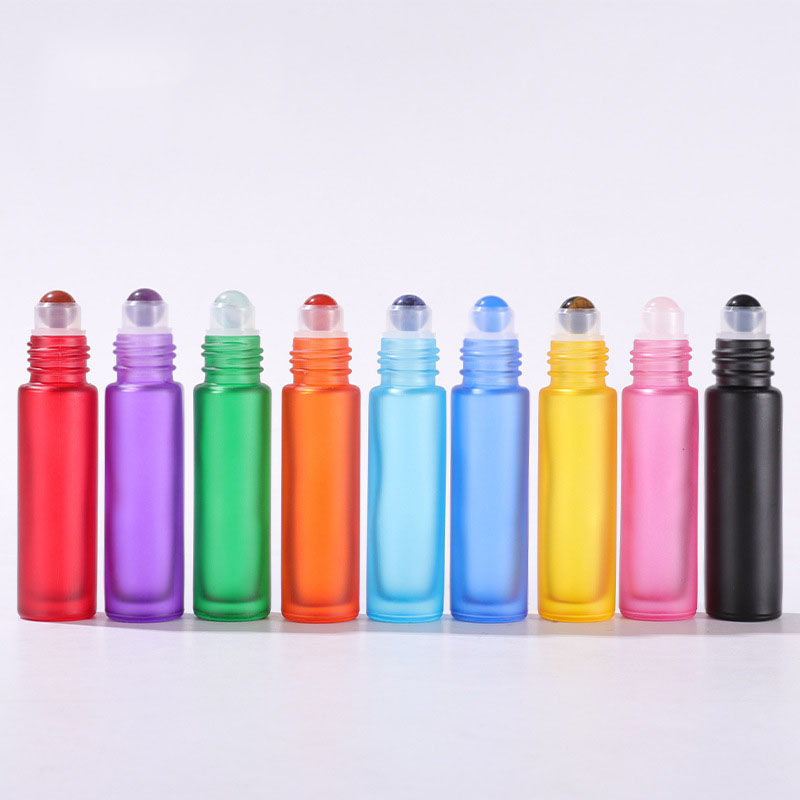 Glass Essential Oil Roller Bottles with Rose Quartz Crystal Gemstone Balls 10ML 5ML