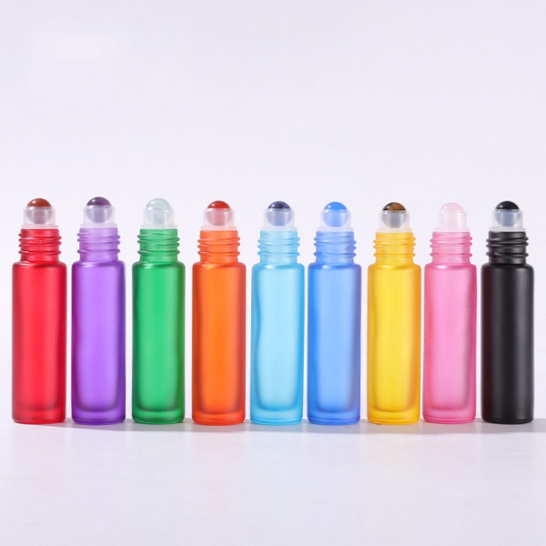 Glass Essential Oil Roller Bottles with Rose Quartz Crystal Gemstone Balls 10ML 5ML