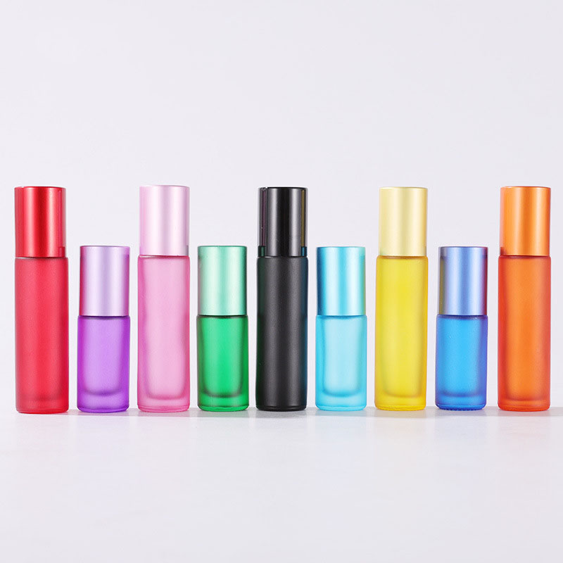 Glass Essential Oil Roller Bottles with Rose Quartz Crystal Gemstone Balls 10ML 5ML