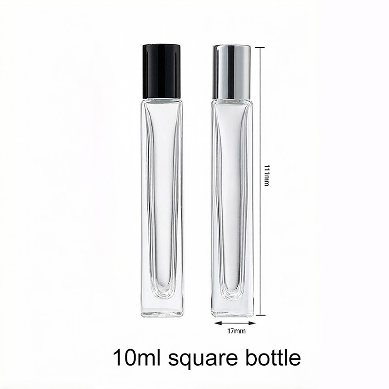 10ML Slim Square Clear Thick Glass Roller Ball Bottles Wholesale