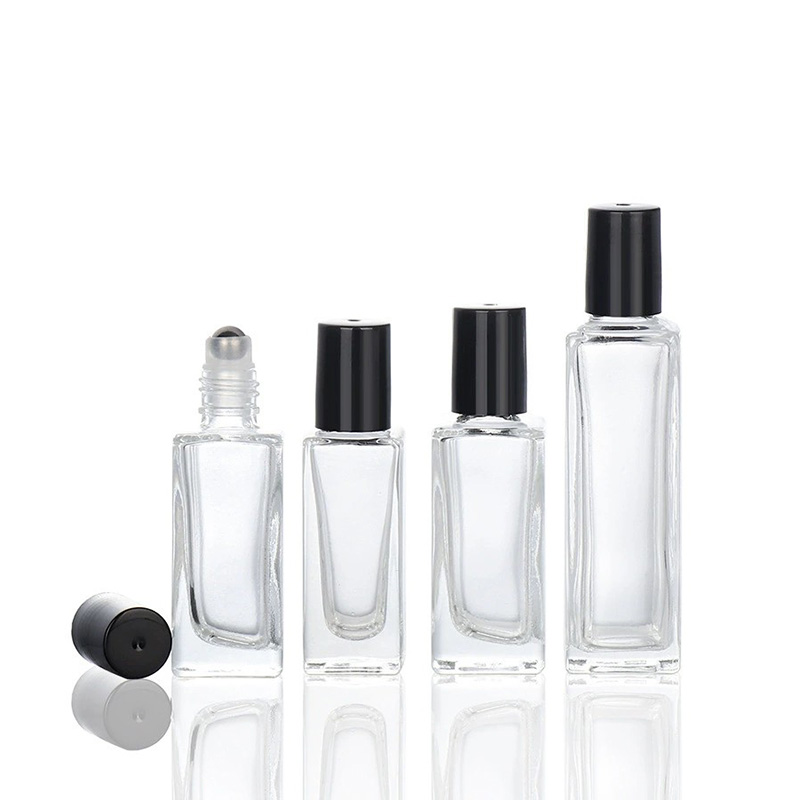 Short Square Clear Glass Roller Ball Bottles 3ML 5ML 8ML 10ML 20ML