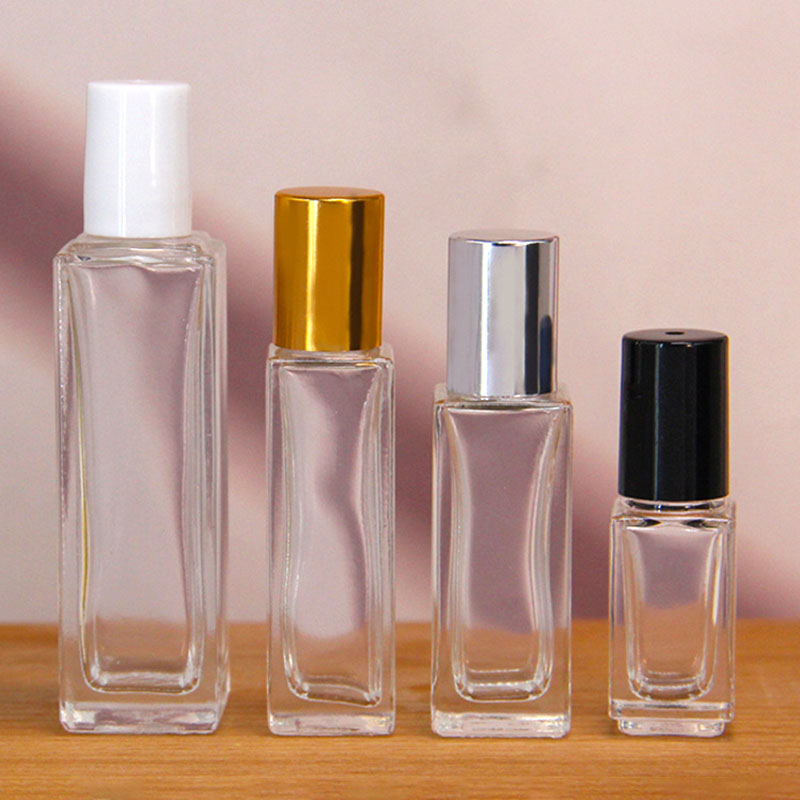 Short Square Clear Glass Roller Ball Bottles 3ML 5ML 8ML 10ML 20ML