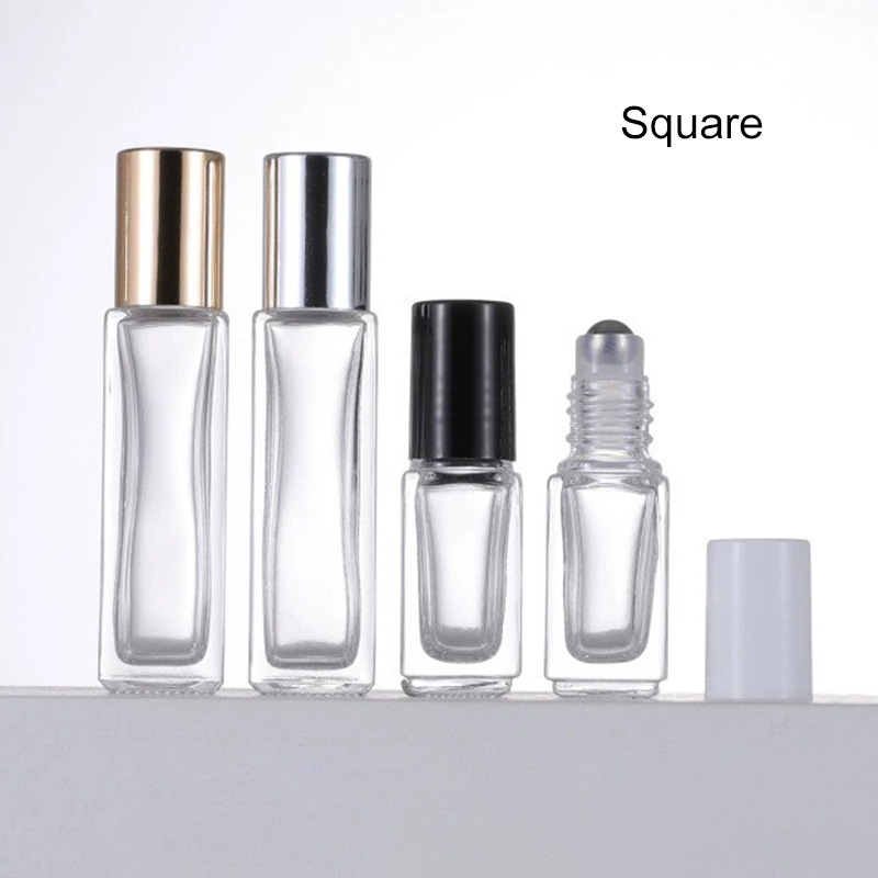 Short Square Clear Glass Roller Ball Bottles 3ML 5ML 8ML 10ML 20ML