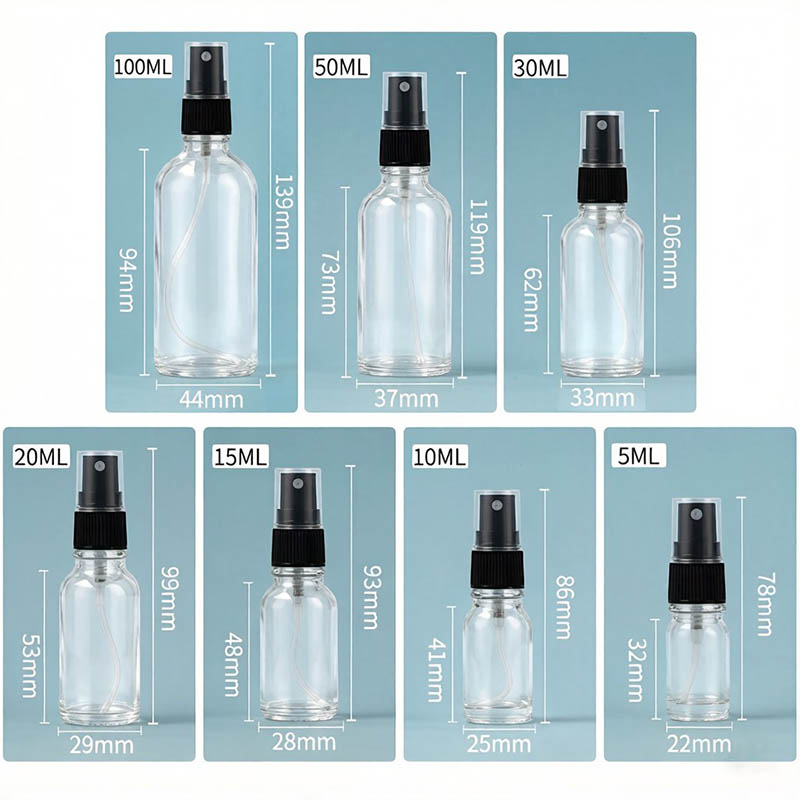Clear Glass Spray Bottles 5ML 10ML 15ML 20ML 30ML 50ML 100ML