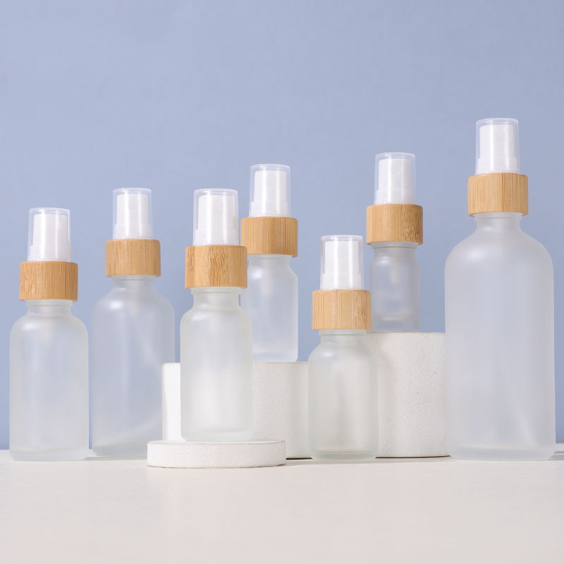 Frosted Glass Spray Bottles with Bamboo Lids 5ml 10ml 15ml 20ml 30ml 50ml 100ml