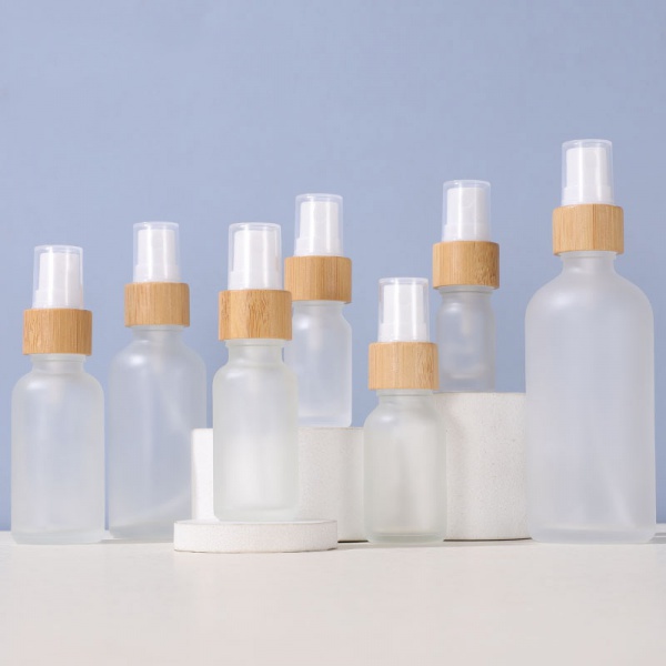 Frosted Glass Spray Bottles with Bamboo Lids 5ml 10ml 15ml 20ml 30ml 50ml 100ml