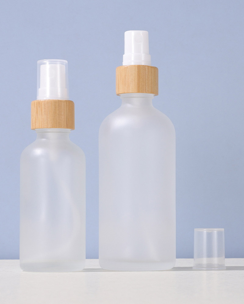 Frosted Glass Spray Bottles with Bamboo Lids 5ml 10ml 15ml 20ml 30ml 50ml 100ml