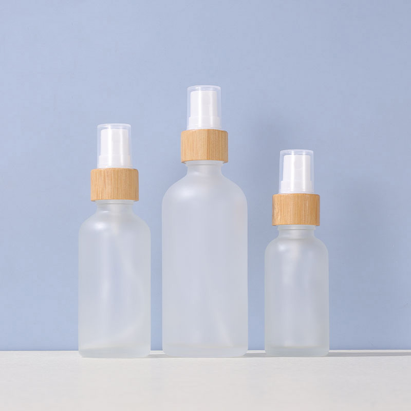 Frosted Glass Spray Bottles with Bamboo Lids 5ml 10ml 15ml 20ml 30ml 50ml 100ml